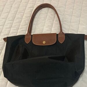 Longchamp Black and Brown Tote Bag
